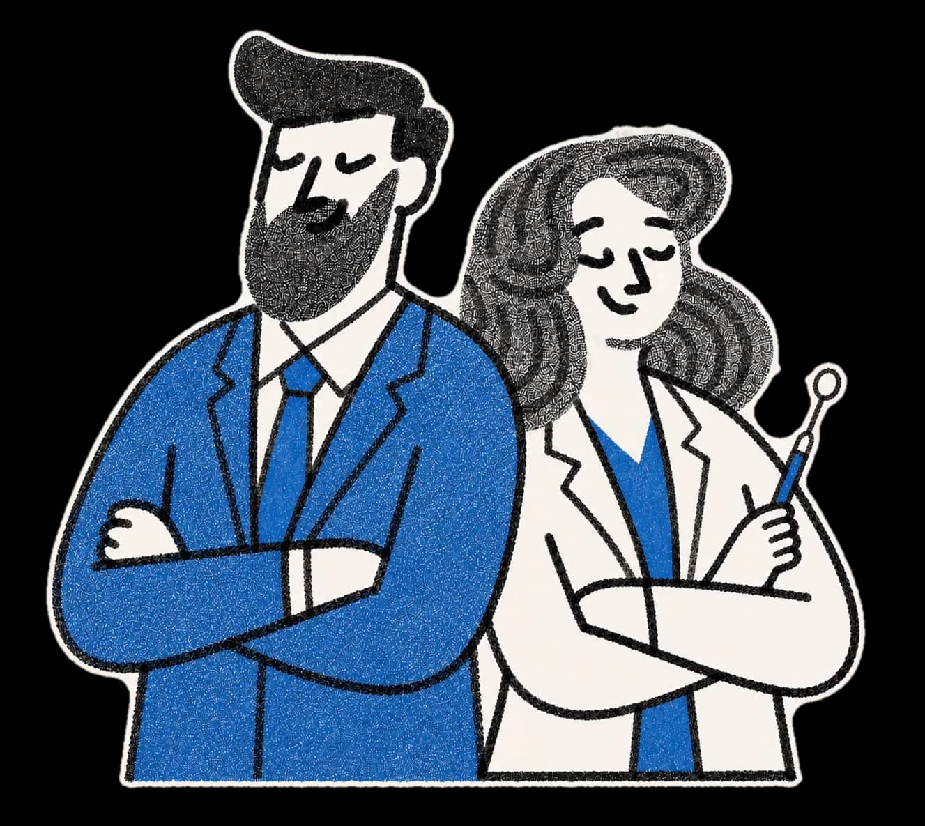 Ilustração de profissionais de odontologia